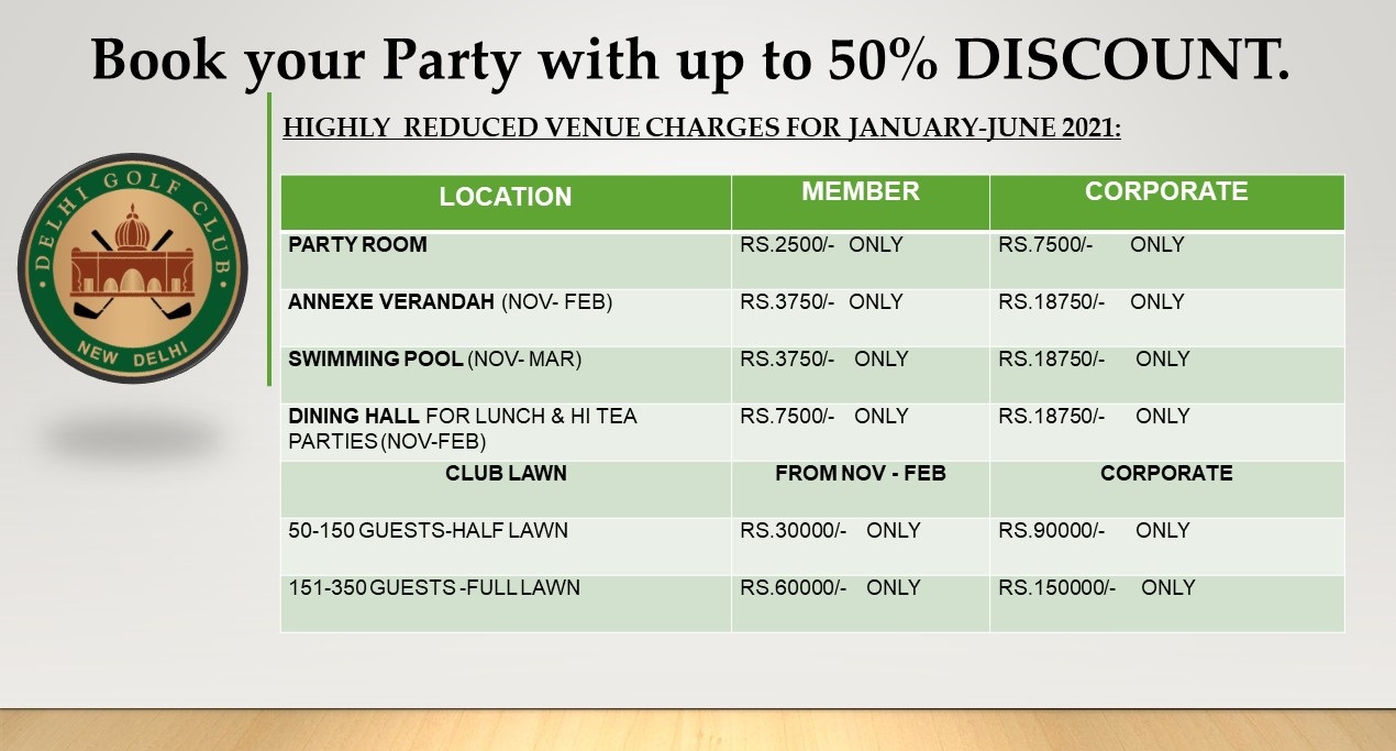 Reduced Charges Party Booking